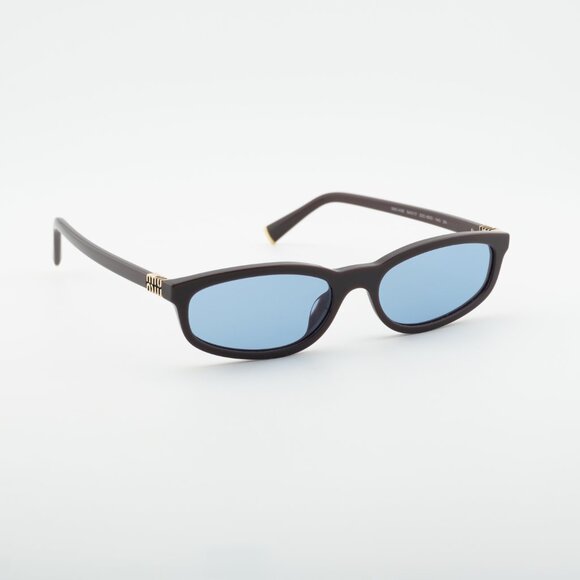 Miu Miu MUA06S 22C60O Sunglasses Moka Rectangle Frame, Light Blue Lenses main image 6